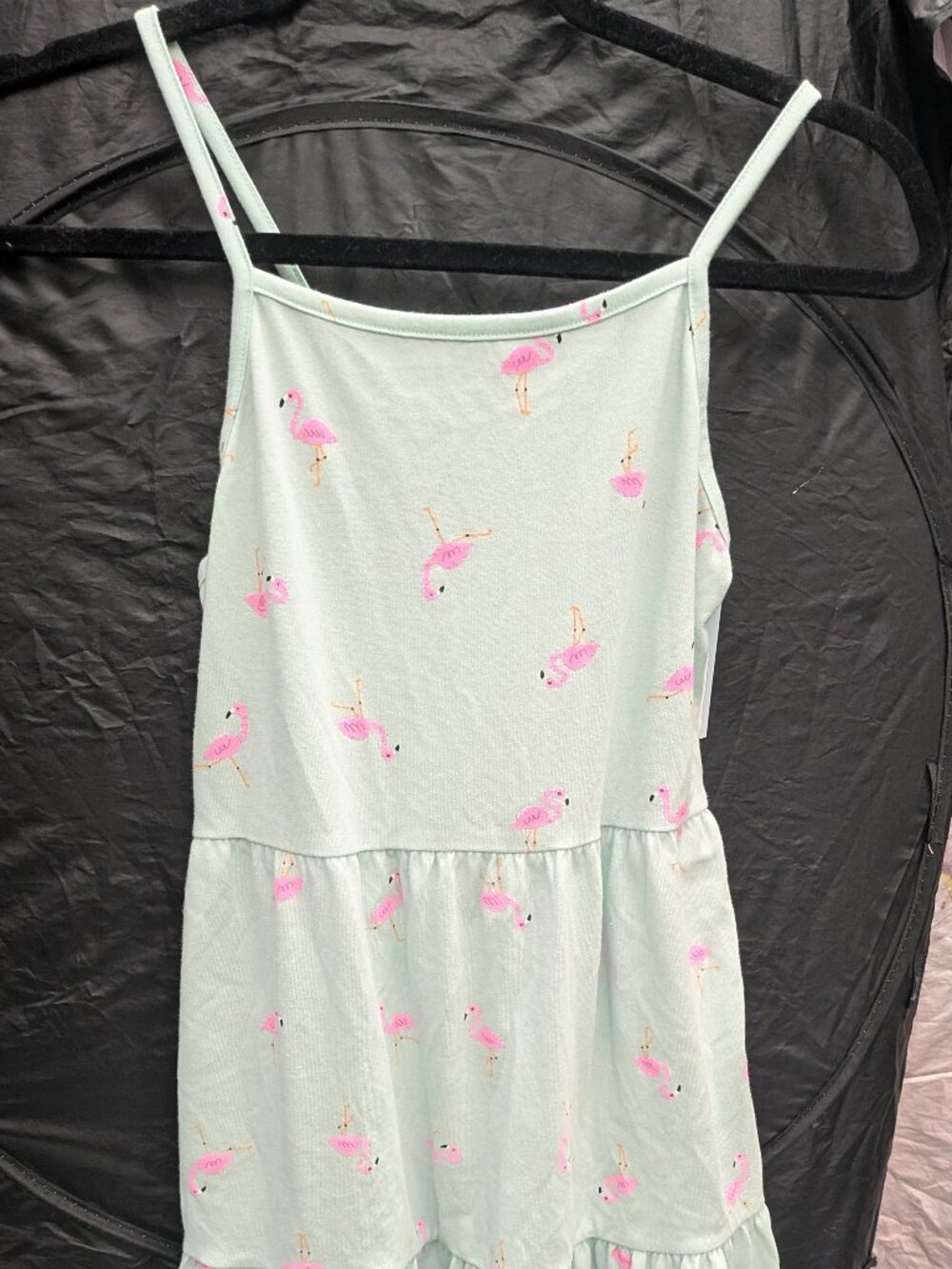 Girls Mint Green Flamingo Print Dress